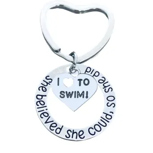 Swim Keychain - She Believed She Could So She Did - Pick Shape