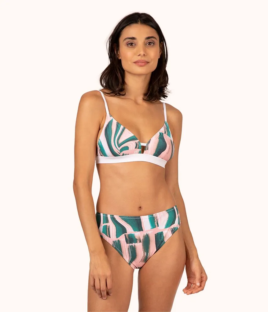 The Bralette & High Waist Swim Bundle - Print: Paint Brush