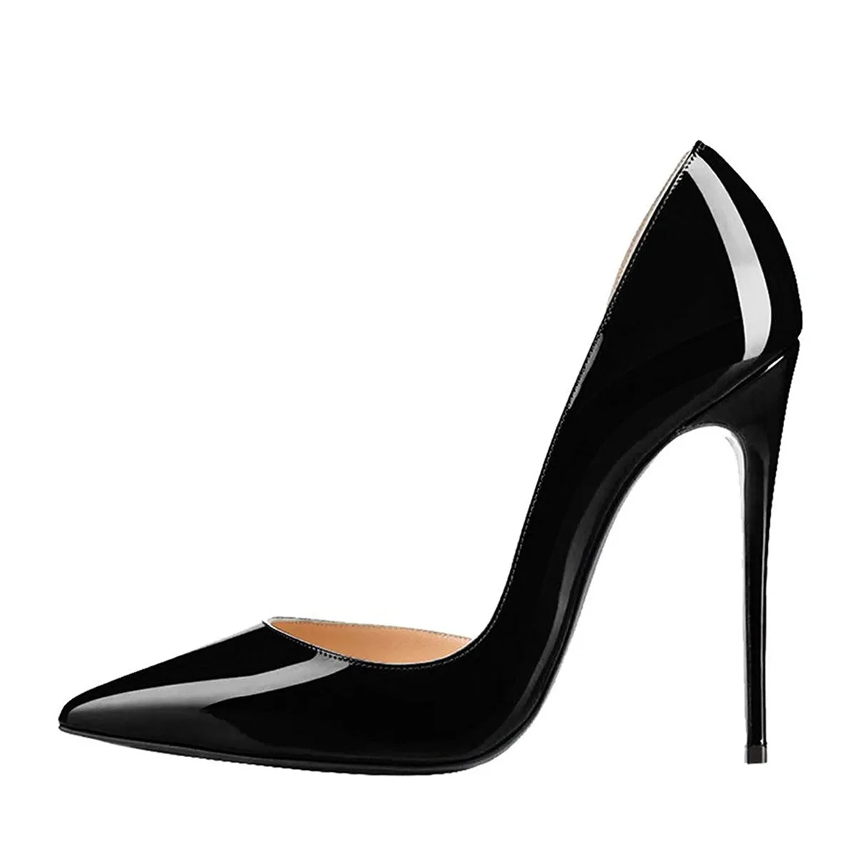 Toleet Black Stiletto Heels Patent Leather Pointy Toe Office Pumps