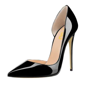 Toleet Black Stiletto Heels Patent Leather Pointy Toe Office Pumps