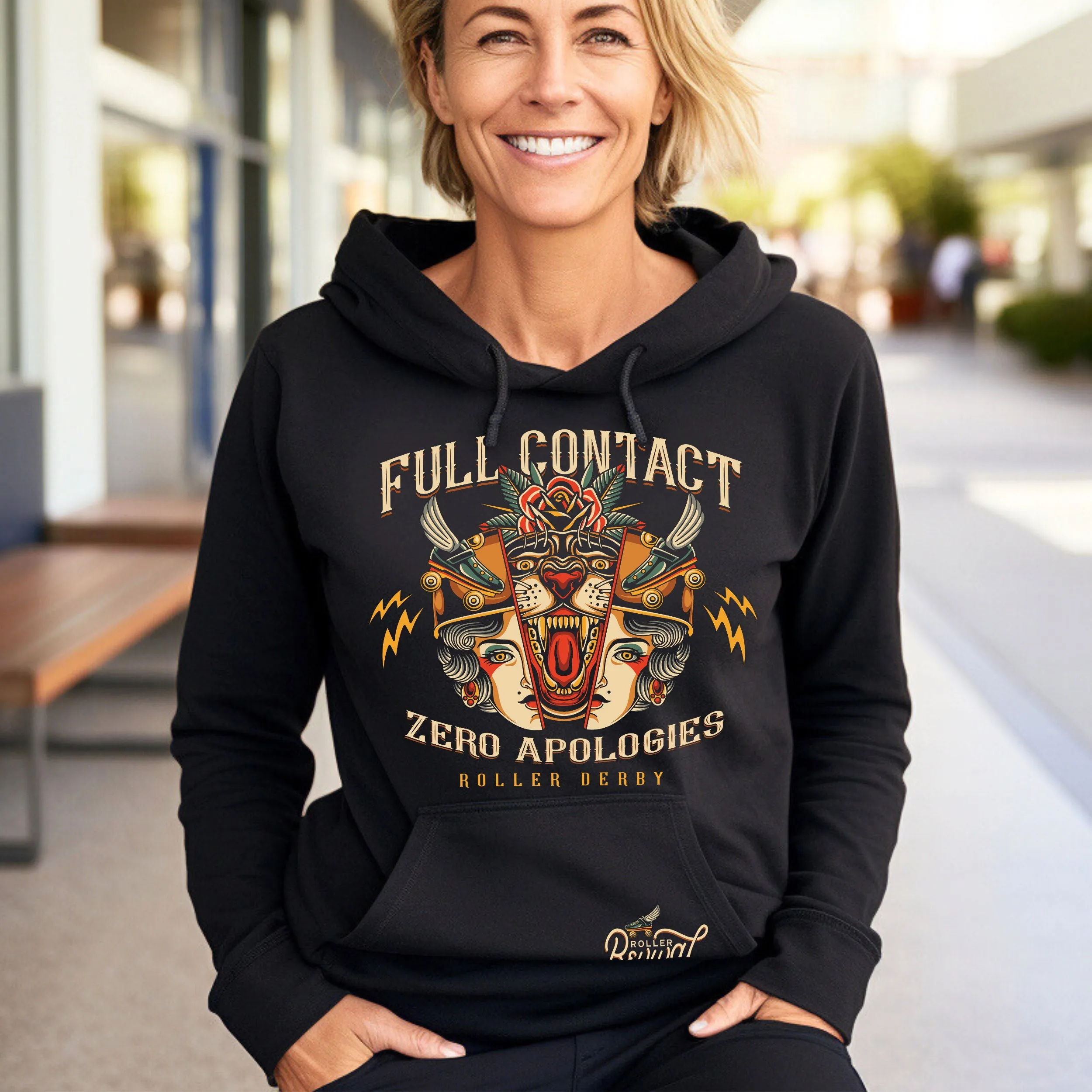 Zero Apologies Roller Derby Hoodie Sweatshirt