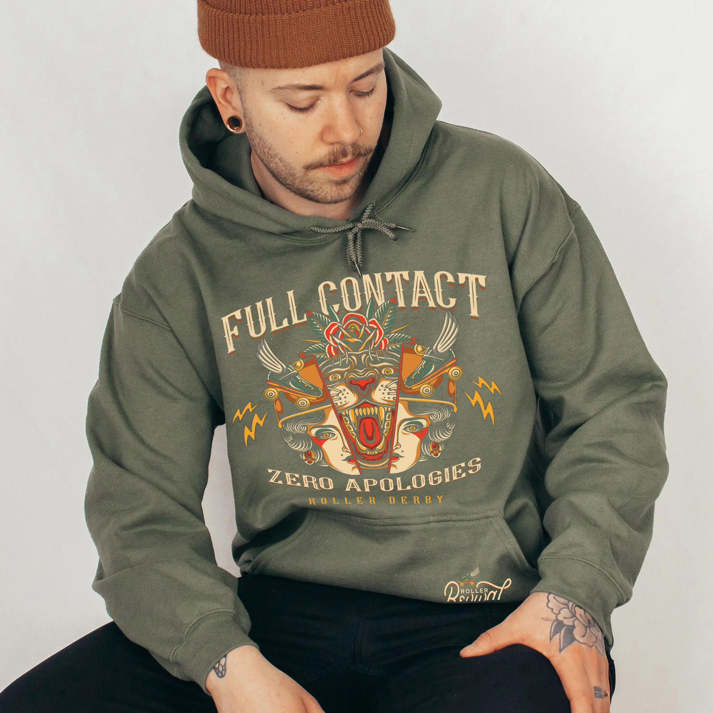 Zero Apologies Roller Derby Hoodie Sweatshirt